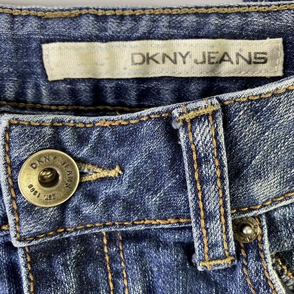 DKNY Boot Cut Jeans Womens 6 Distressed Denim Straight Leg Mid Rise - Picture 6 of 12